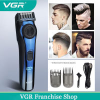 VGR Clipper ผมมืออาชีพแบบชาร์จผม T Rimmer สำหรับผู้ชายมีดโกนหน้าจอแอลซีดีที่มีประสิทธิภาพผมตัดผมตัดผมเครื่องตัดผม