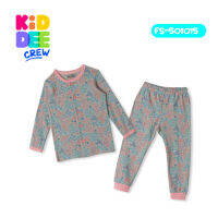 KiddeeCrew ชุดนอนเด็กผู้หญิงเทาลายดอกไม้ชมพู Gray-pink flower pajamasเหมาะสำหรับอายุ 1-8 ปี