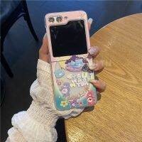 เคสโทรศัพท์มือถือ Samsung Galaxy Z Flip5 Flip4 Fold5 Fold4 2023ใหม่เคสซิลิโคนนิ่มพับได้พับได้ลายหมีสีรุ้งรูปการ์ตูนสีรุ้ง Samsung Z Flip 5 4 Z Flod 4 5