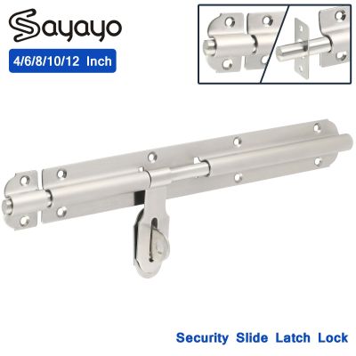 Sayayo Slide Latch Lock Heavy Duty Solid Thicken Steel 4 Inch Bolt Door Lock More and Privacy Security 1 PCS with 12 Screws Door Hardware Locks Metal