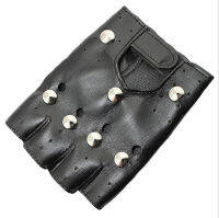 AdultChild Halloween Carnival Studded Cool Gloves Street Dance Punk Dancing Dew Half Finger Leather G45