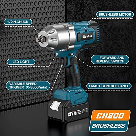 seesii-ประแจ-1300nm-high-torque-1-2-cordless-brushless-impact-electric-wrench-ไร้สายแรงบิดสูง-ไร้สายประแจ-960ft-lbs-3800ipm-ไร้แปรงถ่าน-พร้อมชุดอุปกรณ์แรงกระทบแหวนเสียดสี-2x5-0-ah-battery-แบตเตอรี่ชาร