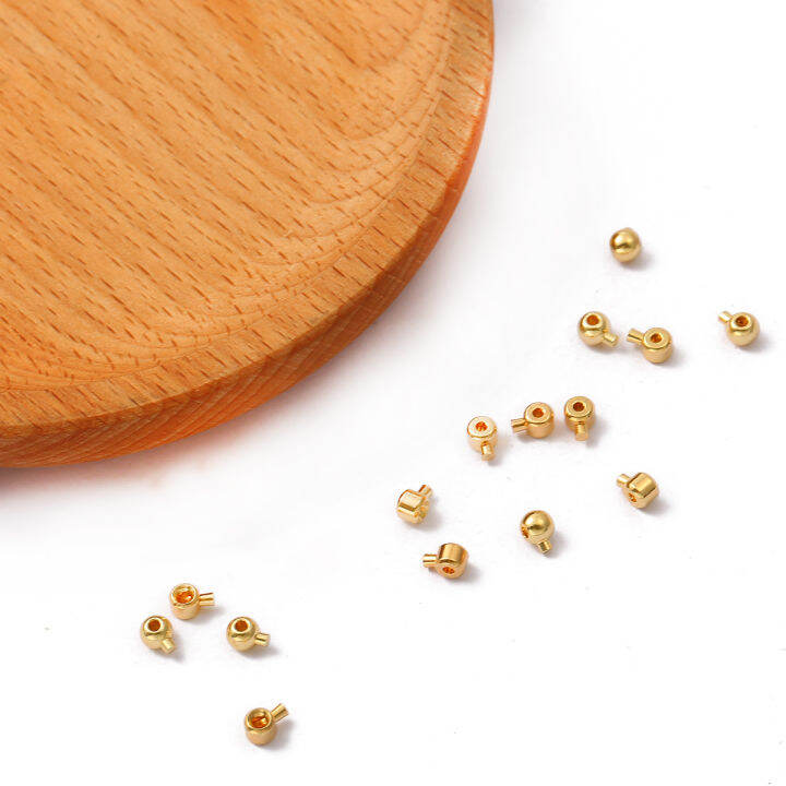 2Pcs Round Fishing Line Buckles 18K Gold Plated Copper Bracelet Closing