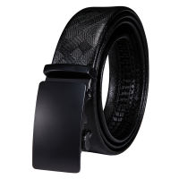 Hi-Tie Black Brown Real Leather Mens Belts Automatic Buckles Belt Adjustable Waistband Straps For Men Dress Jeans Business Gift