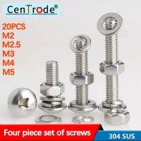 M2M2.5M3M4M5M6M8M5M6M8 stainless steel 304 large flat head cross screw nut gasket 20Pcs Nails Screws Fasteners