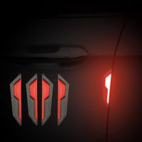 4PCS Car Door Anti-Collision Strip Body Stickers Reflective Warning Stickers Decorative Scratch-Resistant Modified Universal