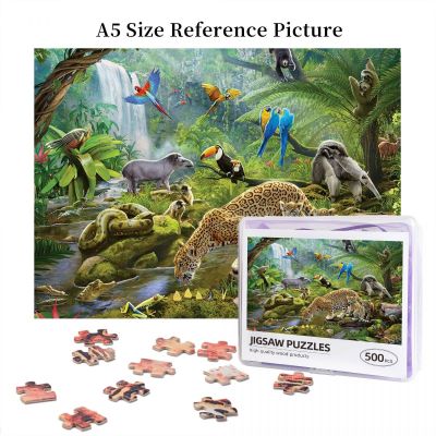 RAINFOREST ANIMALS Wooden Jigsaw Puzzle 500 Pieces Educational Toy Painting Art Decor Decompression toys 500pcs