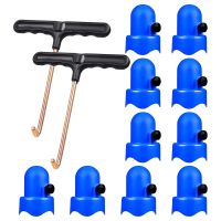 12Pcs Trampoline Pole Cap Kit with 1.5Inch Diameter Pole Caps,Screw Thumb Trampoline T-Hook Adjustment Spring Pull Tool