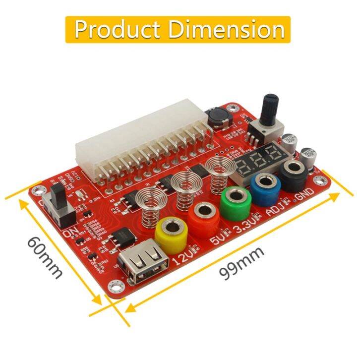 atx-24pin-power-breakout-board-with-adj-voltage-knob-and-acrylic-shell-kit-voltage-regulator-with-touching-switch