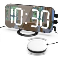 LED Vibration Alarm Clock Multifunctional Dual USB Charging Mute Bedside Luminous Automatically Adjust Brightness