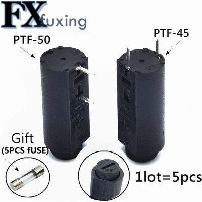 【YF】﹍☼  10Pcs 5Set PTF45 PTF50 Safety Socket 5x20 Imported Fuse Holder PCB Welding  Base With 5pcs Glass PTF-45/50