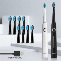 Sonic Electric Toothbrush With Travel Timer 5 Mode USB Wave Rechargeable Smart Tooth Brushes Replacement Heads