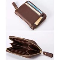 {Men S Purse} กระเป๋าสตางค์หนังสำหรับผู้ชายที่ใส่นามบัตรแบบบางสั้นของผู้ชาย