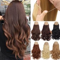 TaLang Invisible Wire No Clips In Hair Extensions Secret Fish Line Hairpieces Synthetic Hair Extensions Fake Hair For Women Wig  Hair Extensions  Pads