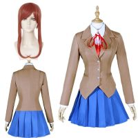 Game Doki Doki Literature Club Monika Cosplay Sayori Yuri Natsuki Cosplay Costume Wig Set School Uniform Girl Women Costumes