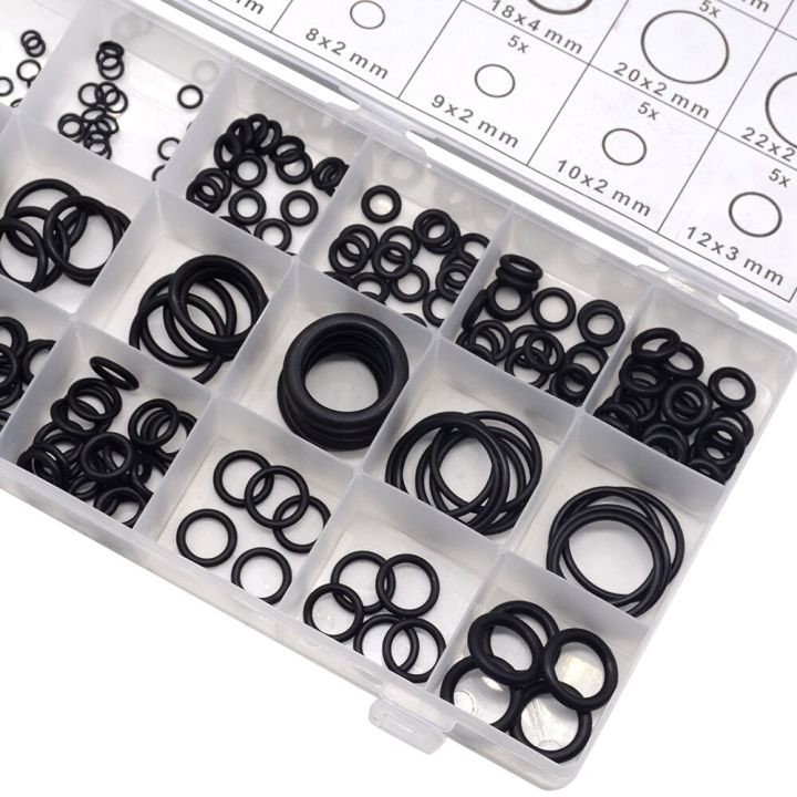 ยางโอริง-225pcs-o-ring-assortment-nitrile-rubber-washer-seals-nbr-kit-18-sizes-in-black-with-a-re-sealable-plastic-box