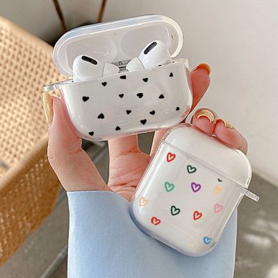 Coloful Love Heart Clear TPU Cover For Apple Airpods 2/1 Pro Earphone Soft Protector Case For Airpods 3 2021 Earpods Covers Headphones Accessories