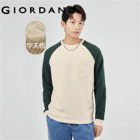 GIORDANO Men T-Shirts Contrast Color Raglan Sleeve Waffle Tee Crewneck Double Pockets Simple Fashion Casual Tshirts 18023920