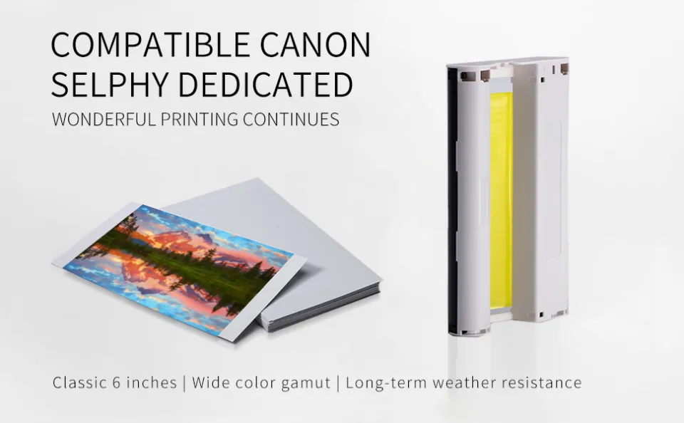 Compatible Canon Selphy CP1300 Ink and Paper KP-108IN KP108 Color Ink  Cartridges and 108 Sheets 4x6 Photo Paper Glossy for Canon Selphy CP1300,  CP1200, CP1000, CP910, CP900 Compact Photo Printers