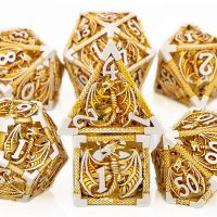 KERWELLI Dnd ชุดลูกเต๋าโลหะกลวงดันเจี้ยนและมังกร D &amp; D + D D10 D12 D8 D6 D4 RPG Polyhedra ลูกเต๋าการเล่นบทบาท