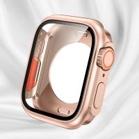 เปลี่ยนเป็นเคสสำหรับ Apple Watch ป้องกันแบบเต็มรูปแบบ360พิเศษ45มม. 44มม. กระจกเทมเปอร์ปกป้องหน้าจอสำหรับ IWatch Series 8 7 6 SE 5