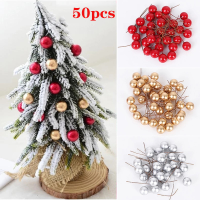 50ชิ้นซิลเวอร์โกลด์สีแดงมินิปลอมดอกไม้ลูกปัดมุกสำหรับ DIY ตกแต่งงานปาร์ตี้คริสต์มาส
