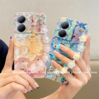 เคส VIVO Y36 4G 5G Y02 Y02A Y02T Phone Case วินเทจพรีเมี่ยมบลูเรย์ภาพสีน้ำมันเคสโทรศัพท์ภาพดอกไม้ปกอ่อนพร้อมสร้อยข้อมือ2023