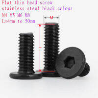 5-20Pcs แบนบางสลักเกลียวซม. M5 M6 M8 A2-70สแตนเลสสีดำ Hex Socket Ultra Thin Super Low แบนหัวสกรู