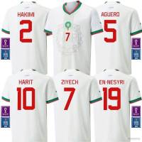 เสื้อกีฬาแขนสั้น ลายทีมชาติฟุตบอล AE 22-23 World Cup Morocco Away Nesyri Ziyech Harit Hakimi Aguero ขนาดใหญ่