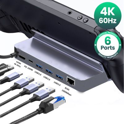USB C HUB Steam Deck Docking Station Type C to HDMI-compatible 4K 60Hz RJ45 PD 100W USB 3.0 Adapter Cable for Laptop MacBook Pro USB Hubs