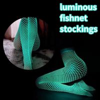 Magical Luminous ถุงน่อง Super Elastic Plus ขนาดตาข่ายสีขาว Tights Pole Dance แฟนซี Crotchless Pantyhose เรืองแสง Fishnet ถุงเท้า