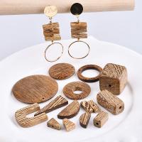 DIY Korea Fashion Retro Earrings Ear Clip Material Wood Wooden Jewelry Accessories Geometric Coffee Color Clips Pins Tacks