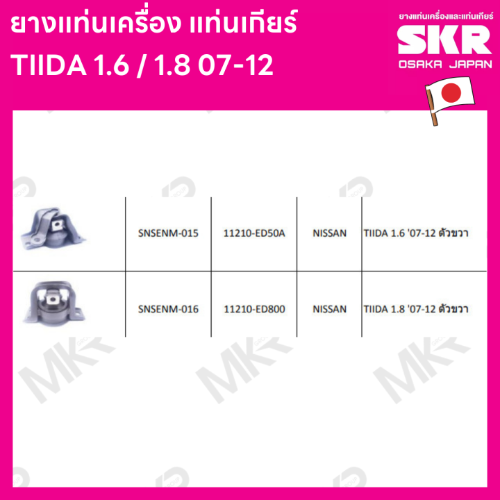 ยางแท่นเครื่อง-แท่นเกียร์-nissan-tiida-1-6-1-8-07-12-ยี่ห้อ-skr-สินค้านำเข้าจากญี่ปุ่น-แยกซ้าย-ขวา