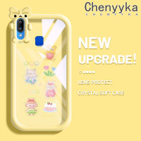 เคส Chenyyka สำหรับ VIVO Y91 Y95 Y91i ลายการ์ตูนเด็กผู้หญิงหมีกระต่ายสีสันสดใสน่ารักเลนส์กล้องถ่ายรูปแบบนิ่มมอนสเตอร์น้อยซิลิโคนเคสโปร่งใสกันกระแทกแบบใสง่ายเคสป้องกัน