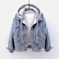 Denim JacketสุภาพสตรีPlusเสื้อบุกำมะหยี่แจ็คเก็ต2020ฤดูใบไม้ร่วงและฤดูหนาวเสื้อฮู้ดแบบสั้นแฟชั่นเกาหลีแจ๊คเก๊ตอุ่นคอตตอนAll-Match Top