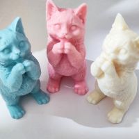 Large Standing Cat Silicone Candle Mold DIY Animal Soap Resin Plaster Making Tool Ice Cube Chocolate Cake Mould Desk Decor Gifts Ice Maker Ice Cream M