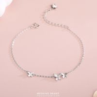 MeeningBrand ❥ สร้อยข้อมือเงิน THREE LITTLE BUTTERFLY DIAMOND [01-0082]