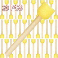 20pcs Round Sponges Brush Set Stencil Sponge Brushes DIY Painting Sponges Children Drawing Craft Brushes with Wood Handle Paint Tools Accessories