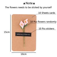 [Hot Sale] 10 Pcs Korean Creative Dried Flower Festival Greeting Card Handmade DIY Kraft Paper Wishes Thank You Card Envelope Birthday Gift HML