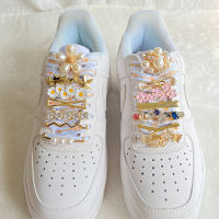 Shoelaces คลิปตกแต่งเชือกผูกรองเท้าหัวเข็มขัดรองเท้า Charm AF1รองเท้าผ้าใบ Pearl Shiny Rhinestones หญิงสาวรองเท้า Laces ตกแต่ง1Pc