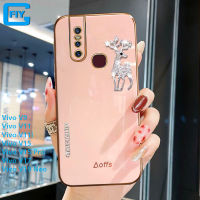 สำหรับ Vivo V9 / Vivo V11 / Vivo V11i / Vivo V15 / Vivo V15 Pro / Vivo V17 / Vivo V19 Neo หรูหรา 6D เพชรแวววาวกวางกวางเคสโทรศัพท์เคลือบสีพื้นผิวกระจกเคลือบเงานุ่ม TPU ฝาหลัง