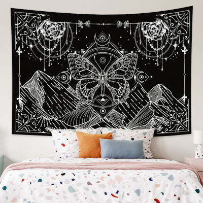 【CwportGalaxy Moth Art Tapestry Moon Aesthetic Wall Decor Conslations Dark Butterfly Gothic Magical Witch Demon Print Wall Hanging