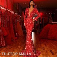 2023FTOP MALL9 ชุดสตรีเซ็กซี่เลื่อม Glitter ลึก V คอเลื่อมพู่แขนยาว Evening Wrap สะโพกแพคเกจชุด