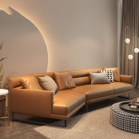 TATA HOME Leather sofa Italian minimalist modern living room light luxury Nordic leather art sofa โซฟาหนังอิตาลีมินิมอลห้องนั่งเล่นที่ทันสมัยแสงหรูหรานอร์ดิกหนังศิลปะโซฟา