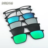 Fashion Glasses Frame Pria Wanita Dengan Terpolarisasi Klip Pada Kacamata Hitam Magnetik Kacamata Pria Miopia Optik Pegas Engsel RS1001