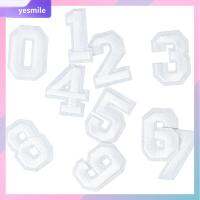 YESMILE 40 pieces สีขาวขาว ตัวอักษรตัวเลขเหล็กบน 1.9นิ้วค่ะ เย็บบนปัก งานฝีมืองานประดิษฐ์ เบอร์0-9ครับ สำหรับเสื้อผ้า