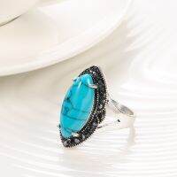 [COD] Cross-border e-commerce hot style ring simple blue natural rhinestone retro bohemian ethnic wholesale