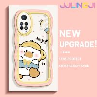 Jlingji เคสสำหรับ Xiaomi Redmi Note 11 Pro Note 5G 11e Pro ดีไซน์ใหม่เป็ดน้อยสีเหลืองสดใสลายคลื่นเคสมือถือกันกระแทกแบบใสนิ่มเคสโปร่งใสลายกล้องถ่ายรูปที่สร้างสรรค์ซิลิกาเจลฝาครอบป้องกัน