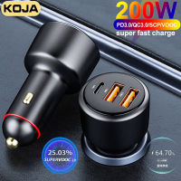 USB Car Charger 200W 125W Super Fast Charger 100W 65W PD Type-C Quick Charge3.0สำหรับ OPPO VOOC Xiaomi ศัพท์มือถือ