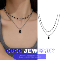 COCOJEWELRY ซ้อนชุดสองชิ้นสามารถสวมใส่คนเดียวสร้อยคอพังก์เรขาคณิตแฟชั่นเกาหลีบุคลิกภาพกระดูกไหปลาร้าโซ่